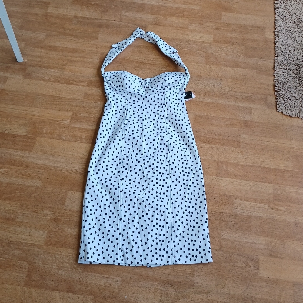 Vintage style dress women's size 5 black and white pokeadots 1950's style